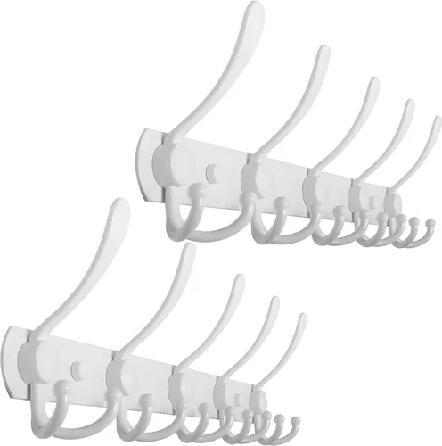 Vista 10 de WEBI Perchero de Pared Montado en Pared, Ganchos para Abrigos Montado en Pared, 5 Ganchos Tri para Colgar Abrigos, Colgador de Pared para Abrigos