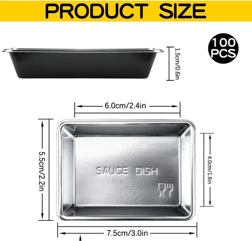 Vista 2 de DOERDO - 100 platos para salsa de soja desechables, bandeja para servir condimentos, platos de aperitivo para barbacoa, ensalada, salsa de tomate