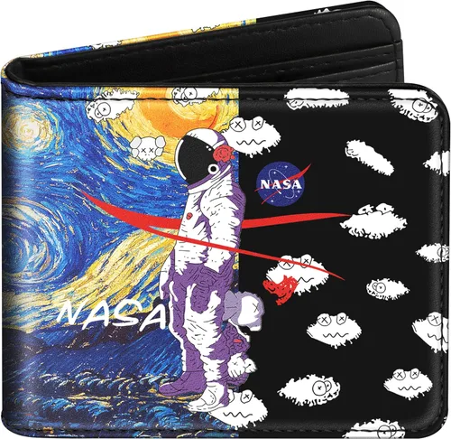Vista 19 de Cartera de cuero de dibujos animados para mujer, c-mármol azul, Lindo