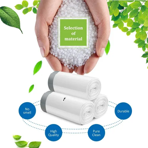 Vista 70 de Bolsas de basura de 7 galones, 100 unidades, bolsas de basura con cordón resistentes de Teivio, bolsas para papeleras de baño, bolsas de plástico