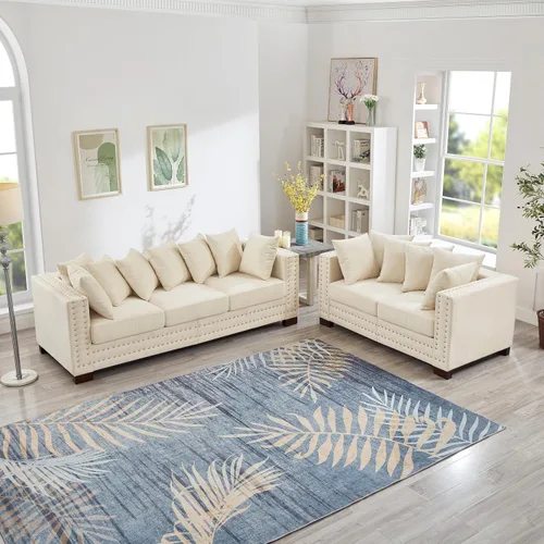 Vista 12 de Harper & Bright Designs Juego de sofá tapizado de terciopelo moderno de 2 piezas de 2 + 3 plazas con espacio de almacenamiento, sofá biplaza y sofá