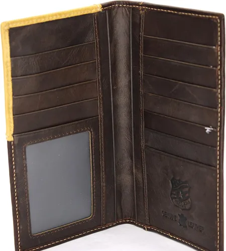 Vista 3 de West Star - Billetera para hombre, estilo de chequera, larga, plegable, con o sin pelo de vaca, 202D Cowboy Prayer Deep Coffee, Billetera