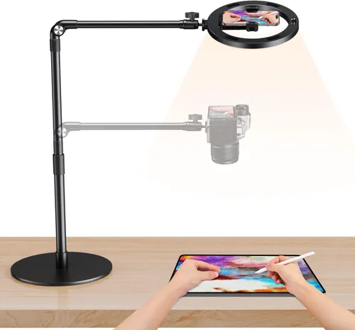 Vista 12 de elitehood Soporte de teléfono superior de aluminio resistente, soporte de iPhone de brazo largo de 15 pulgadas para grabación de video, soporte