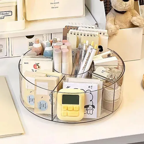 Vista 6 de Organizador de maquillaje giratorio de 360°, plato giratorio transparente de 10 pulgadas, organizador Lazy Susan para tocador, encimera de baño