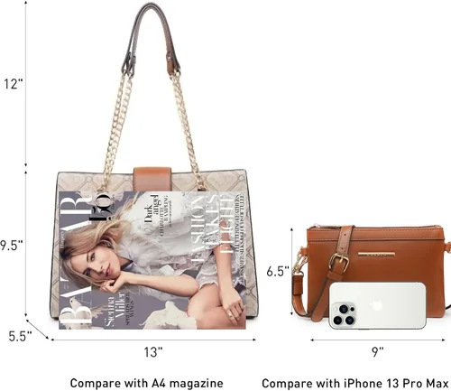 Vista 5 de Dasein Bolso de Mano de Cuero Tote Hobo para Mujer Bolso de Hombro Cartera con Asa Superior Bolso Satchel con Clutch a Juego