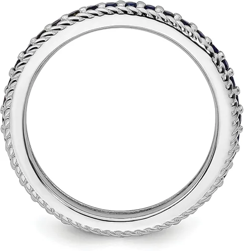 Vista 2 de 925 Sterling Silver Created Sapphire Eternity Band Ring Stone Birthstone September Gemstone Stackable Fine Jewelry For Women Gifts For Her