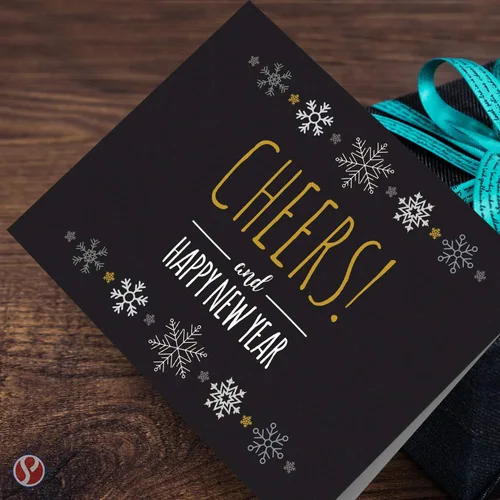 Vista 5 de Tarjetas de felicitación de Año Nuevo 2026 – Navidad negra y dorada, Año Nuevo, saludos festivos, invitaciones, agradecimientos, regalos y regalos