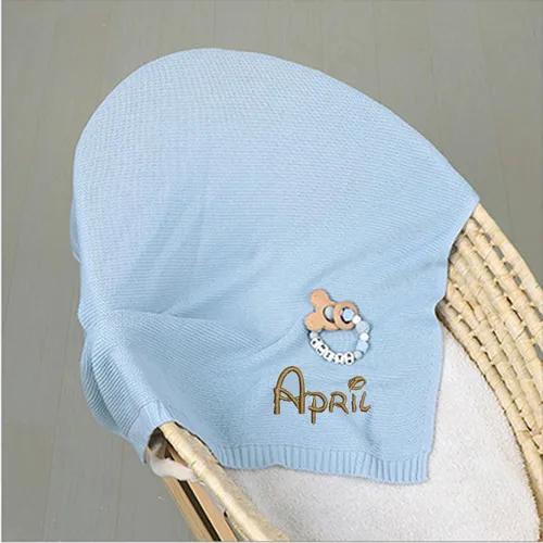 Vista 4 de Manta de punto personalizada para bebé, regalo bordado para baby shower, manta de cochecito Regalo para bebé recién nacido con monograma Tejido