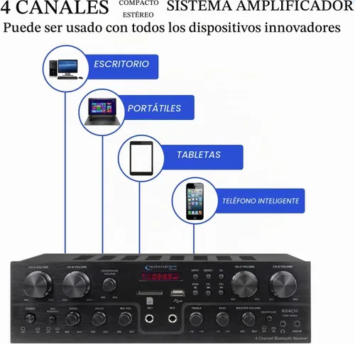 Vista 8 de Technical Pro Kit de sistema de cine en casa con receptor Bluetooth de 4