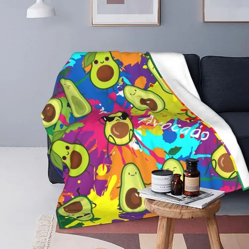 Vista 6 de Manta de franela de aguacates, manta de forro polar, suave y mullida para sofá, dormitorio, sofá, 50 x 40 pulgadas