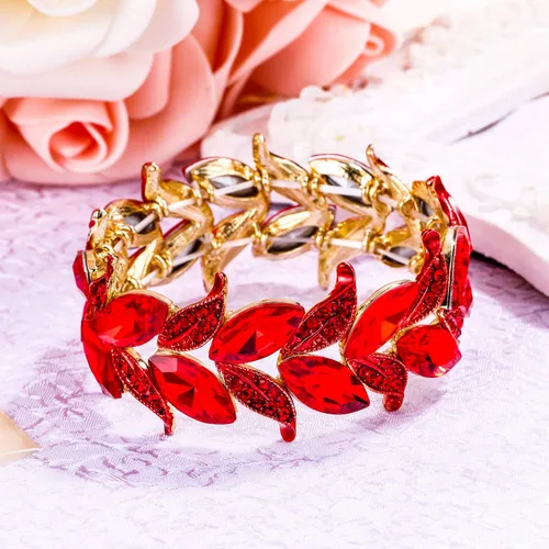 Vista 5 de BriLove Pulsera elástica con forma de marquesa de cristal para mujer, Cristal Metal