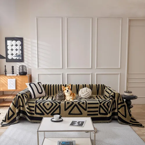 Vista 64 de VClife Funda para silla con acento azteca bohemio de 59 x 71 pulgadas, funda reversible y lavable de felpilla para sillón, color marrón castaño
