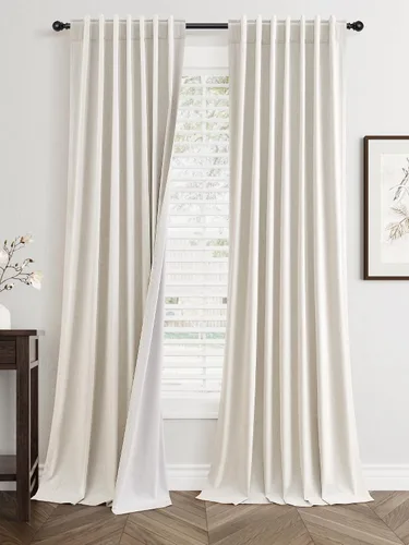 Vista 43 de Jowels - Cortinas opacas con pestaña trasera color beige cálido de 84 pulgadas de largo, 2 paneles para sala de estar y dormitorio, color beige