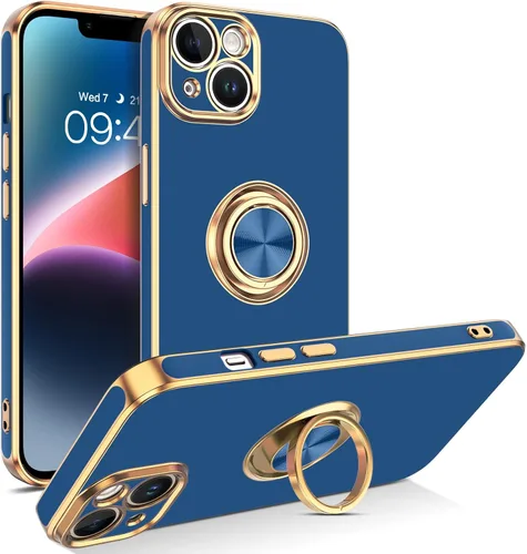 Vista 12 de VENINGO Funda para iPhone 14, funda para iPhone 14, ajuste delgado, suave soporte de anillo de 360° con base, compatible con soporte magnético