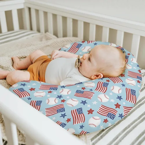 Vista 5 de Fundas de almohada de lactancia para niños y niñas, diseño de bandera estadounidense, béisbol, 4 de julio, estrellas, funda de almohada