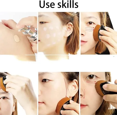 Vista 6 de Brochas para Base De Maquillaje, Cepillo De Maquillaje Con Tapa Plana con Estuche de Almacenamiento, Cepillo de Base Kabuki de parte superior plana