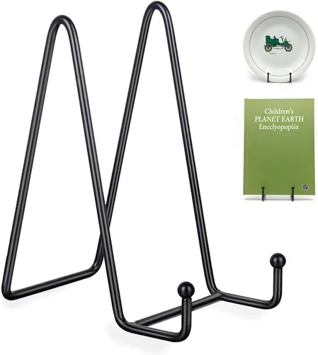 Vista 14 de KINGDOM SOLUTIONS HECHO EN EE.UU. Paquete de 2 caballetes ajustables de metal negro - Soporte para libros - Soporte de placa resistente para arte