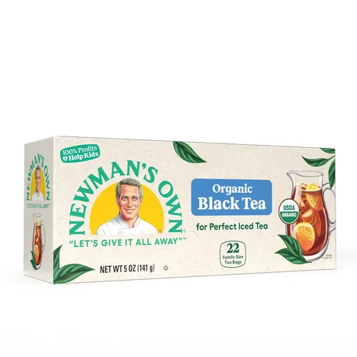 Vista 7 de Newman's Own El té negro orgánico aumenta la inmunidad y promueve el bienestar general, té negro fuerte y robusto sin azúcar con 22 bolsas de té