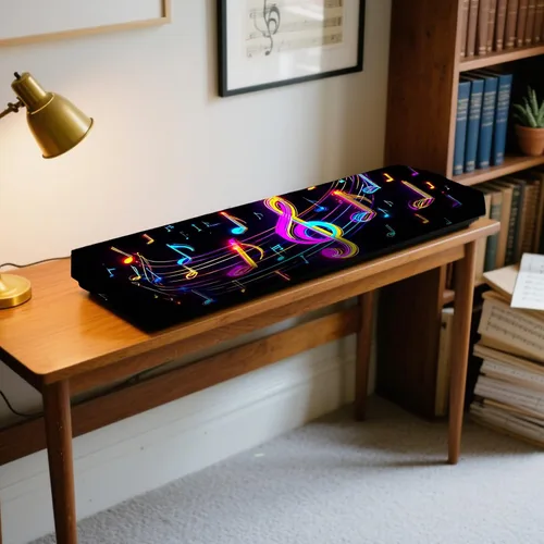 Vista 4 de Nuxovilar Cubierta elástica de 88 teclas para teclado y piano, seda de leche elástica con notas musicales de neón y clave de agudos para teclados