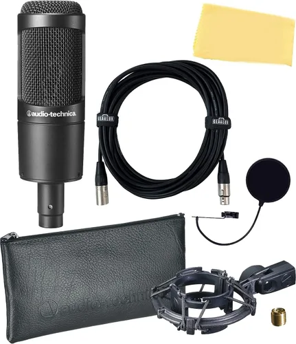 Vista 5 de Audio-Technica AT2005USB - Paquete de micrófono dinámico cardioide USB/XLR con filtro pop, cable XLR y paño de pulido de Austin Bazaar