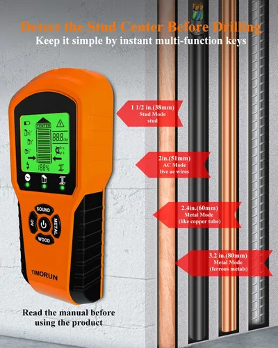 Vista 2 de Escáner de pared 6 en 1, herramienta de escáner de pared mejorada para detectar paneles de yeso, cables de CA de metal de madera con sensor