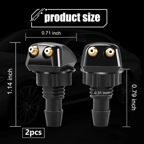 Vista 2 de 2 PCS Boquillas para Limpiaparabrisas Delantero de Automóvil, Boquilla Rociadora de Columna Recta de Doble Orificio, Pulverización Uniforme Limpia
