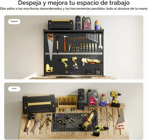 Vista 7 de EUREKA ERGONOMIC Tablero de clavijas con soporte para dos monitores, tablero de clavijas de acero para escritorio, accesorios para computadora
