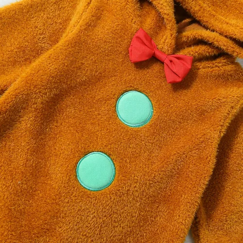 Vista 5 de Chloefairy Mameluco de manga larga con capucha para bebé recién nacido, ropa de pan de jengibre, traje de Navidad