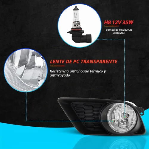 Vista 4 de Conjunto de luces antiniebla para Dodge Charger 2011 2012 2013 2014 Kit de lámparas de repuesto con bombillas halógenas H8 12V 35W lente transparente
