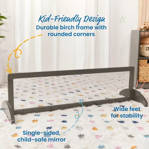 Vista 5 de ECR4Kids Espejo bidireccional de una sola cara de madera, muebles para niños, lavado gris Durable birch, GREENGUARD Gold Certified