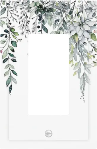 Vista 46 de Cubierta de tomacorriente eléctrico dúplex individual estilo campestre con diseño floral de flores y pájaros en blanco y negro, placa de pared de 1