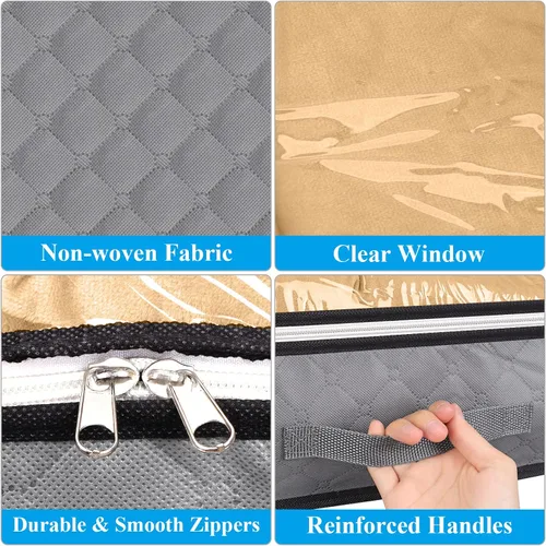 Vista 4 de Homelove Bolsas de almacenamiento para debajo de la cama, paquete de 2 contenedores de almacenamiento de tela debajo de la cama con asas reforzadas