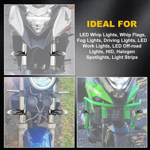 Vista 7 de Soporte de montaje de luz antiniebla para motocicleta, soporte intermitente, abrazadera de luz, luz de señal de motocicleta, base de flash de luz