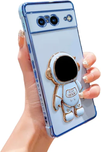 Vista 24 de phylla Funda para teléfono para Google Pixel 7A 6.1" 5g, Funda de teléfono con soporte astronauta chapado de lujo con patrón lateral pequeño