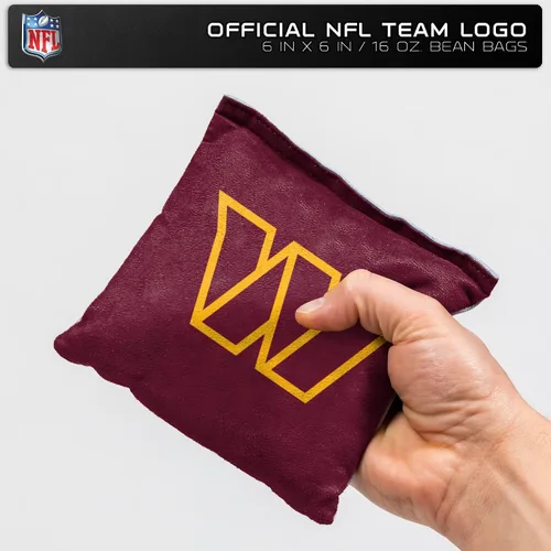 Vista 3 de Bolsas de frijoles de doble cara para fútbol americano profesional NFL de los Washington Commanders por Wild Sports, paquete de 4 - Bolsas
