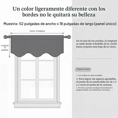 Vista 7 de NICETOWN Cenefa opaca para dormitorio festoneada con bolsillo para barra de 52 x 18 pulgadas, cortina de ventana para habitación de niñas/guardería