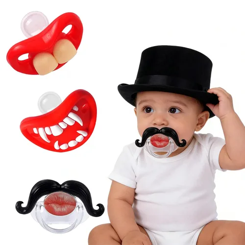 Vista 13 de YAPROMO Chupetes divertidos para bebés, 2 chupetes de bigote para bebés de 0 a 18 meses, divertidos chupetes para recién nacidos, para bebés, niños