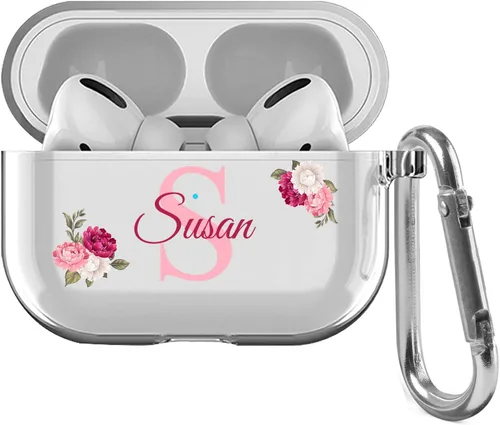 Vista 9 de Funda transparente personalizada con nombre e inicial de cristal para AirPods 4ª generación Pro/Pro 2 y 3ª generación, funda protectora transparente