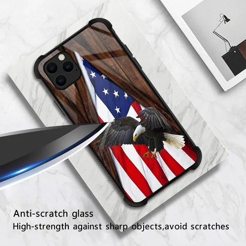 Vista 2 de DJSOK Funda para iPhone 11 Pro Max, diseño de patrón de lujo, a prueba de golpes, funda resistente a prueba de golpes, para hombre y mujer, bandera