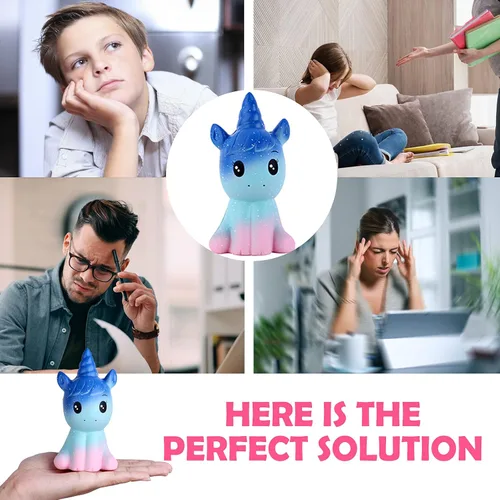 Vista 7 de Anboor Juguetes de unicornio para niños y adultos, 3 piezas, juguetes de unicornio de levantamiento lento, comida suave, alivio del estrés, juguete