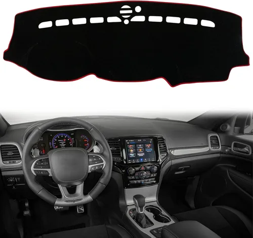 Vista 7 de Cubierta de Alfombrilla del Salpicadero Personalizada para Consola Central Interior Compatible con Jeep Grand Cherokee 2011-2021 Accesorios de Negro