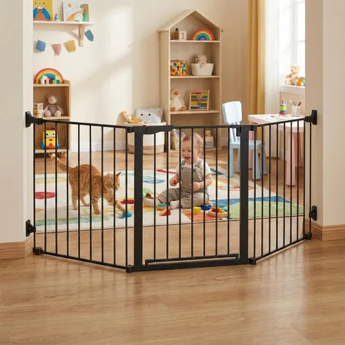 Vista 7 de KidCo Puerta de seguridad giratoria con cierre automático ajustable para bebés y niños pequeños con puerta de 30 pulgadas, color negro