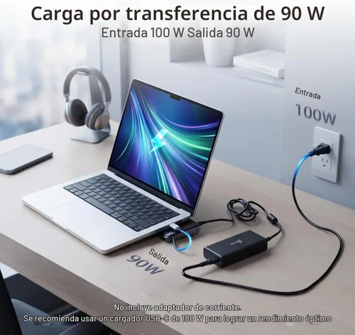 Vista 6 de Estación de acoplamiento USB C de j5create: Soporta hasta 3 pantallas simultáneamente HDMI, DisplayPort, VGA, carga rápida PD de 100 W, Gigabit