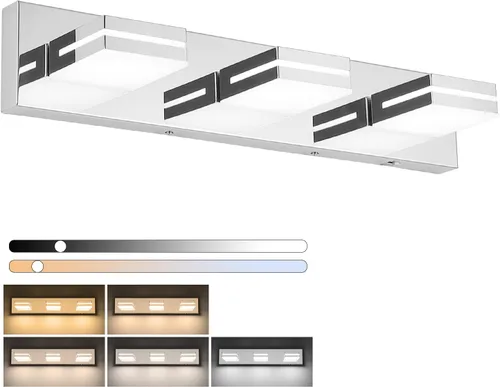 Vista 17 de SineRise - Lámparas LED modernas para tocador de baño (4 luces, 30 pulgadas) (5CCT, regulables), lámparas modernas de pared para baño de acrílico