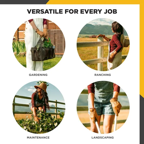 Vista 5 de Wells Lamont HydraHyde - Guantes de trabajo de cuero resistentes al agua para mujer, parche de palma reforzado