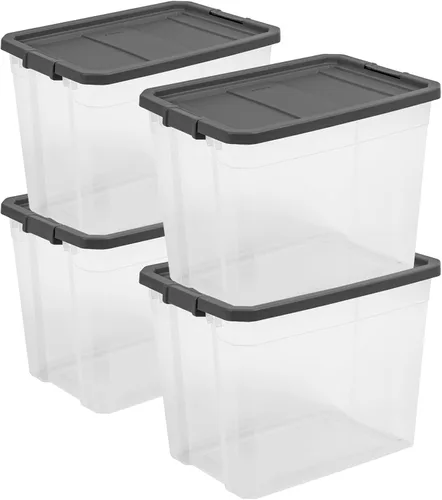 Vista 21 de Sterilite - Caja apilable modular con tapa de cierre, 16 cuartos de galón, paquete de 6 Contenedores de almacenamiento de plástico transparente