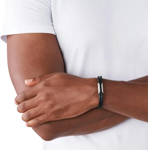 Vista 2 de Diesel Pulsera de acero inoxidable y cuero para hombre