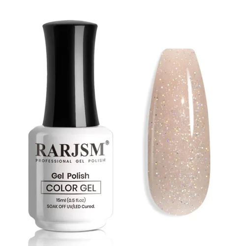Vista 49 de RARJSM Esmalte de uñas en gel color albaricoque, dorado con brillantina, neutro, transparente, color nude, esmalte de gel para remojar para remojar