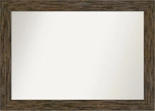 Vista 62 de Amanti Art Espejo personalizado, espejo de baño marrón Fencepost, espejo de pared o espejo de tocador de baño sobre el fregadero (27 x 27 pulgadas)