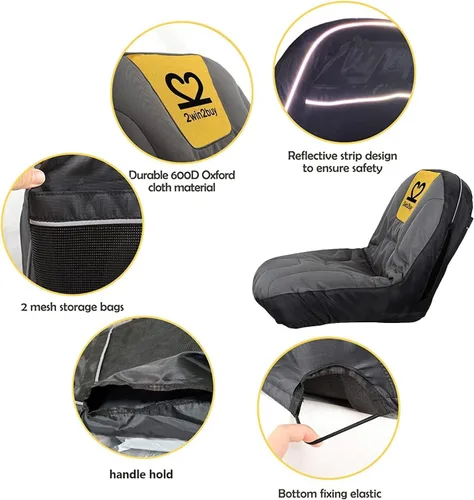Vista 5 de Funda de asiento para cortacésped, funda de asiento de tractor Oxford de poliéster 600D resistente con superficie acolchada acolchada, funda
